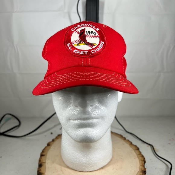 Vintage 80s Sports Cardinals Red Baseball Hat Cap Plastic Snapback Embroidered - Picture 2 of 8